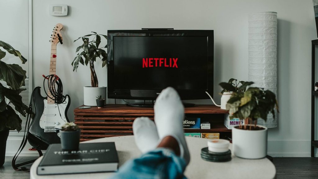 TV screen displaying the Netflix logo.