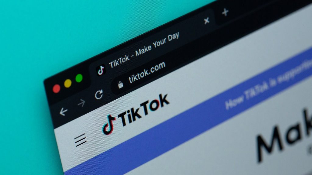 The tiktok website open in a browser